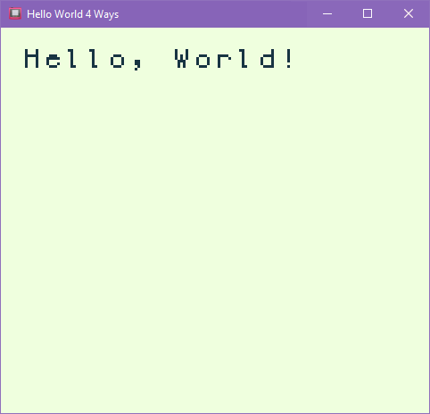 A screenshot showing the result of Hello World in Assembly.